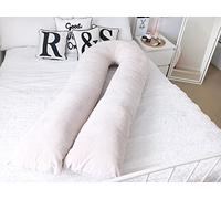 10ft Comfort U Shape Pillow & Cover Full Total Body Pregnancy Maternity Support U Pillow + White Case