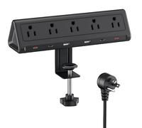 10ft Computer Clamp Power Strip with 5 AC Outlets and 6 USB PD 40W USB-C Ports Fast Charging Surge Protector 1250J Fits 2.6 Top Edge