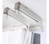 10ft Curved Bay Window Double Curtain Track System - Flexible Aluminum Alloy Ceiling & Wall Mount Custom Drapery Hardware Easy Installation Smooth Gliding Curtains Ideal for Bay Windows