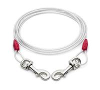 10ft Dog Tie Out Cable for 125lb Dogs with 360° Swivel Lockable Hook and PVC Coating | Outdoor Training Lead | Durable Pet Runner Tether | Tie Out Cable for Dogs