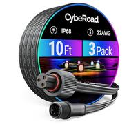 10FT Extension Cable for Govee Permanent Outdoor Lights 1, 2, Elite, Pro | Waterproof Extension Cord for Govee H705A H705B H705C, H705D H705E H705F, H706A H706B H706C, H805A H805B H805C, 3Pack, Black