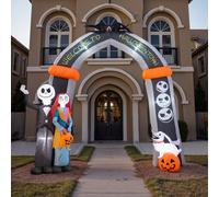 10ft Halloween Jack Skellington And Sally Welcoming Archway Inflatable With Build-In LED | TJ Hughes