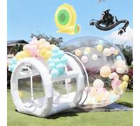 10FT Inflatable Bubble House Dome, Bubble Balloon House with Tunnel, Blow Up Tent with Air Blower & Air Pump, PVC Waterproof Garden Pod for Backyard Birthday Wedding Party