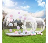 10FT Inflatable Bubble House Dome, Clear PVC Inflatable Bubble House Tent with Tunnel, Bubble Balloon House with Air Blower,Air Pump Inflatable Dome for Party, Adult