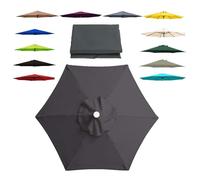 10FT Patio Umbrella Replacement Cover - UV-Resistant Canopy for 6 & 8 Ribs Garden Umbrellas - Durable Gray Umbrella Fabric Weatherproof Protection Perfect for Outdoor Use (3.0m)