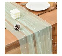 10FT Pearl White Gauze Table Runner - Elegant Dining & Wedding Decor Perfect for Holiday Parties Birthdays and Home Events - Enhance Your Table Setting!