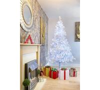 10FT Prelit White Alaskan Pine Christmas Tree Cool White LEDs Shatchi White One Size