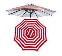10ft Replacement Canopy for Patio Umbrellas 6 Ribs Outdoor Sunshade Cover Red and White Stripe Fits 270cm/9ft Table Umbrellas UV Protection Durable Fabric