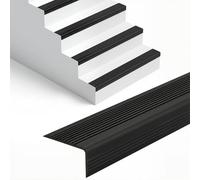 10ft Self-Adhesive Rubber Stair Nosing Peel and Stick Anti-Slip Vinyl Step Edge Protector Black Flexible Tread for Indoor & Outdoor Safety (4x2cm)