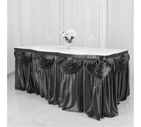 10ft Silver Ice Silk Tablecloth with Elegant Draping for Weddings, Events, Parties, Banquets - Black 3m Long Decorative Cover for Stunning Table Setup