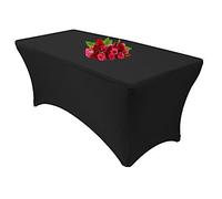 10FT Spandex Black Tablecloth for Rectangle Tables - Stretch Table Cover for Standard Folding Tables,Spandex Fitted Table Clothes for 10 Foot Rectangle Tables, Elastic Table Cover for Christmas