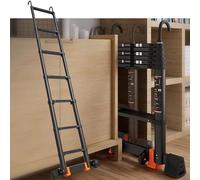 10FT Telescopic Extension Ladder 3.9m to 5.5m Folding Aluminum Ladder for Outdoor Use Heavy-Duty 150kg Load Capacity Ideal for Roof RV & Loft Black Color