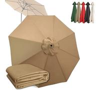 10ft Umbrella Replacement Canopy 270cm/300cm, 8 Ribs UV Protection Fabric Cover for Market Table, Durable Khaki Outdoor Shade Solution