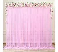 10ft x 10ft Pink Tulle Backdrop Curtains for Parties Wedding Bridal Shower 1 Panel Sheer Backdrop Curtains Pink Drapes for Backdrop for Baby Shower Birthday Party Photo Background Home Decorations