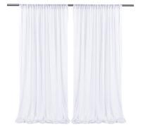 10ft x 10ft White Chiffon Backdrop Curtains, Wrinkle-Free Sheer Chiffon Fabric Photo Curtain Drapes for Wedding Ceremony Arch Party Stage Photography Decorations