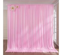 10ft x 10ft Wrinkle Free Pink Backdrop Curtains for Parties, Polyester Baby Pink Backdrop Drapes 2 Panels 5x10ft for Wedding Girl Birthday Party Photography Background