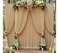 10ft x 15ft Beige Wrinkle Free Backdrop Curtains for Parties,Silky Polyester Fabric Wedding Ceiling Drapes, 2 Panels 15ft Photo Back Drop Drapes for Baby Shower Photography Stage Background Cloth