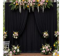 10ft x 15ft White Wrinkle Free Backdrop Curtain for Wedding Party, Silky Polyester Fabric Drapes Backdrop, 2 Panels 15ft Photo Back Drop Curtains for Baby Shower Photography Stage Background Cloth