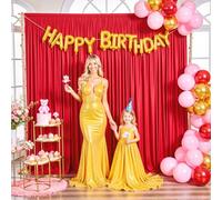 10ft x 7ft Red Backdrop Curtain for Parties Red Wrinkle Free Backdrop Drapes Panels for Wedding Baby Shower Birthday Photo Photography Christmas Polyester Fabric Background Decoration