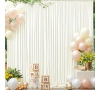 10ft x 8ft Ivory Backdrop Curtain for Parties, Polyester Photo Backdrop Drapes for Wedding Birthday Baby Shower Party Photography Background Home Decor