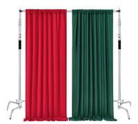 10ft x 8ft Red and Green Backdrop Curtains Polyster Photo Drapes Christmas Photo Backgrounds 2 Panels 5ft x 8ft for Party Wedding Birthday Home Photography Background