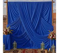 10ftx10ft Royal Blue Wrinkle-Free Backdrop Drapes, Not See-Through Dust Rose Polyester Background Curtains Backdrop Decorations for Party