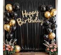 10ftx10ft Shimmer Black Sequin Backdrop Curtain for Parties, Thick Wrinkle Free Glitter Backdrop Drapes Photo Back Drop Curtains for Birthday Wedding Halloween Photography Background-2 Panels 5x10ft