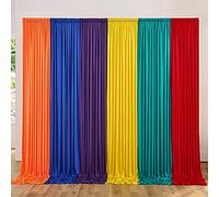 10ftx15ft Rainbow Backdrop Curtains for Parties, 6 Panels Red Orange Yellow Turquoise Purple Blue Colorful Photo Backdrop Drapes for Wedding Birthday Party Background Baby Shower