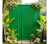 10ftx20ft Green Wrinkle-Free Backdrop Drapes for Party, 4 Panels 5ftx10ft Green Polyester Background Curtains Backdrop Decorations for Wedding, Birthday