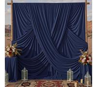 10ftx20ft Navy Blue Backdrop Curtain Panels for Parties, 4 Panels 5ftx10ft Wrinkle Free Polyester Photography Backdrop Drapes for Wedding Birthday Party
