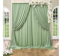 10ftx20ft Sage Green Wrinkle-Free Backdrop Drapes for Party, 4 Panels 5ftx10ft Sage Green Polyester Background Curtains Backdrop Decorations for Wedding, Birthday