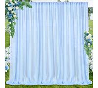 10ftx7ft Blue Chiffon Backdrop Curtains, Wrinkle-Free Sheer Fabric Photo Drapes for Wedding Ceremony Arch Birthday Baby Shower Photography Stage Decor 5ft x 7ft, 2 Panel