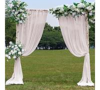 10ftx7ft Taupe Chiffon Backdrop Curtains, Wrinkle-Free Sheer Fabric Photo Drapes for Wedding Ceremony Arch Birthday Baby Shower Photography Stage Decor 5ft x 7ft, 2 Panel