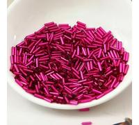 10g/200Pcs Size 2 * 6mm Colorful Silver Core Czech Glass Seed Bugle Beads Tube for Spacer Jewelry Making Garment Sewing Accessory-Dark Rose Red