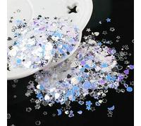 10g/lot Crystal Nail Sequins Mixed Star Heart Plum Flakes Sequins Paillettes for Nails Art Manicure,Wedding Decor Confetti-JG White Highflash-Mixed Shape 10g