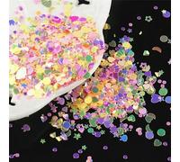 10g/lot Crystal Nail Sequins Mixed Star Heart Plum Flakes Sequins Paillettes for Nails Art Manicure,Wedding Decor Confetti-JG Yellow Pink-Mixed Shape 10g