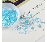 10g/lot Crystal Nail Sequins Mixed Star Heart Plum Flakes Sequins Paillettes for Nails Art Manicure,Wedding Decor Confetti-Light Blue-Mixed Shape 10g