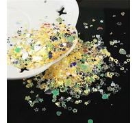 10g/lot Crystal Nail Sequins Mixed Star Heart Plum Flakes Sequins Paillettes for Nails Art Manicure,Wedding Decor Confetti-JG Yellow Highflash-Mixed Shape 10g