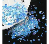 10g/lot Crystal Nail Sequins Mixed Star Heart Plum Flakes Sequins Paillettes for Nails Art Manicure,Wedding Decor Confetti-JG Blue-Mixed Shape 10g