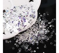 10g Mixed PVC Glitters Flakes Nails Art Decors Epoxy Resin Mold Filler Love Heart Star Moons for Shell Crystal Sequi Mixed Golden Crystal Sequins