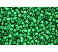 10g Miyuki 8/0 Round Japanese Seed Beads 3mm 9646 Dyed Green Silver Lined Alabaster Rocailles Beading Supplies Jewellery Making Japanese Beads