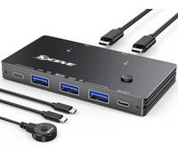 10Gbps USB 3.2 Switch 2 Computers Share USB C and 3 USB A Devices, MLEEDA 2 in 4 out USB Switch for 2 Laptops Share Keyboard Mouse Portable SSD, USB C Switcher with Desktop Controller&2 USB C Cables