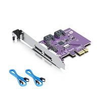 10Gtek 2 Port eSATA3.0 or 2 Port SATA3.0 PCIe SATA Expansion Card, PCIe 2.0 x1 Non-Raid Controller Card with ASMedia ASM1061, Support SSD and HDD, Support Windows 10/11, Linux, VMware