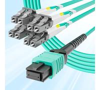 10Gtek Fiber Optic Cable Patch Cord - MPO to 8X LC Fanout Jumper Cable, OM3 MMF 8-core Fiber, Application for QSFP+ Transceiver, 10-Meter(33-ft)