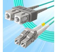 10Gtek Fiber Patch Cable - LC to SC OM3 10Gb/Gigabit Multi-Mode Jumper Duplex 50/125μm LSZH Fiber Optic Cord for SFP Transceiver, Aque, 0.5-Meter(1.64-ft)