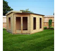 Shire Rivington 10 ft x 14 ft 28mm Corner Log Cabin, Brown