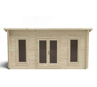 Forest Garden Elmley 5.0m x 3.0m Pent Double Glazed Log Cabin (24kg Polyester Felt Without Underlay / Installation Included)