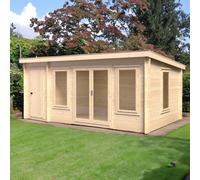 10Gx17 Shire Elm Pent Log Cabin with Side Storage 19mm Logs