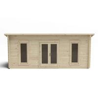 Forest Garden Arley Pent Roof Double Glazed Log Cabin 6.24m x 3.37m Natural Timber Mixed Softwood