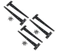 10in / 250mm Heavy Duty T Tee Hinges for Shed + Garden Gates Black Finish 6pc